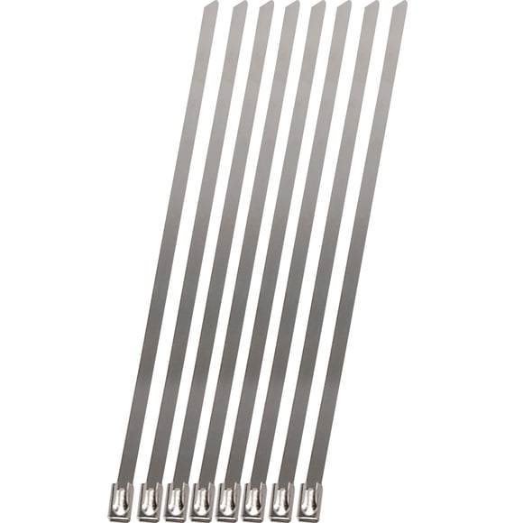 Bridas de bloqueo de acero inoxidable de ingeniería de diseño, 8 pulgadas (8 por paquete)