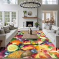 thumbnail image 4 of Summer Fruit Washable Area Rug 6 x 9 ft Watermelon Banana Peach Lemon Sweet Pineapple Grape, Soft Non Slip Rugs Stain Repellent Indoor Felt Carpet for Living Dining Room Bedroom Home Office, 4 of 9