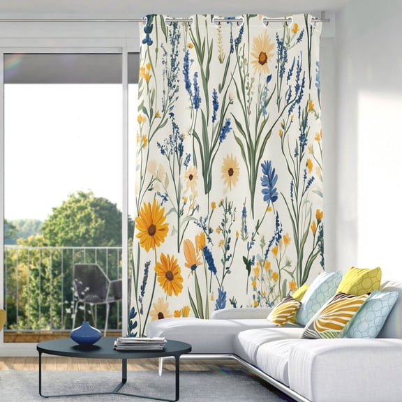 Retro Floral-a1 Blackout Curtains 84"x52" Thermal Insulated Curtain 1 Panel