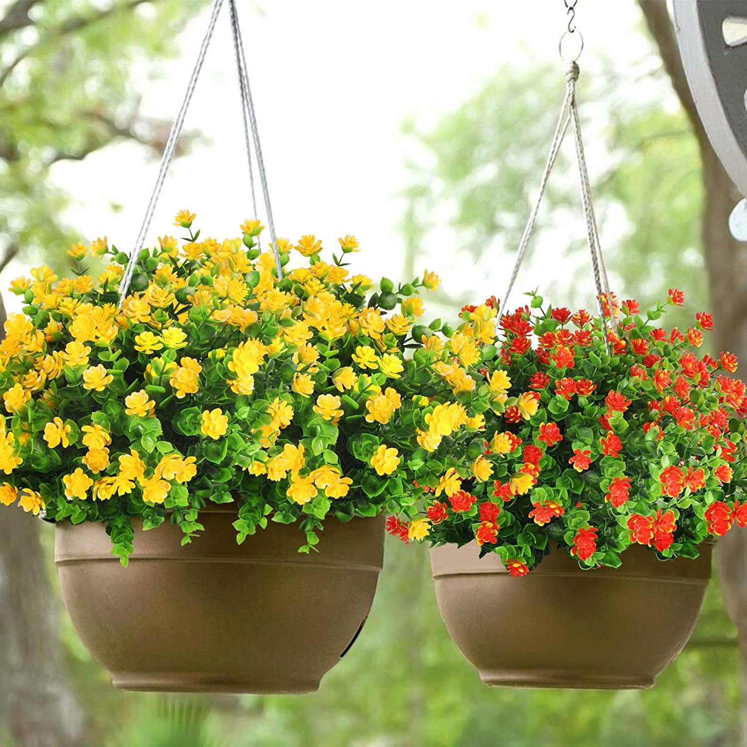 20 Bundles Artificial Flowers for Outdoors UV Resistant Boxwood Shrubs Artificial Eucalyptus Fake Plants Faux Plastic Greenery for Farmhouse Garden Home Indoor Outdoor Decoration (Mixed)