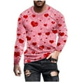 thumbnail image 2 of Lilgiuy Men Casual Round Neck Long Sleeve Pullover Valentine's Day 3D Printed T-Shirt Blouse Creative Gift for Dad Father Husband, 2 of 5