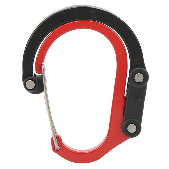Mosquetón táctico multifuncional para exteriores, de aleación de aluminio, tamaño M, estilo D, rojo y negro