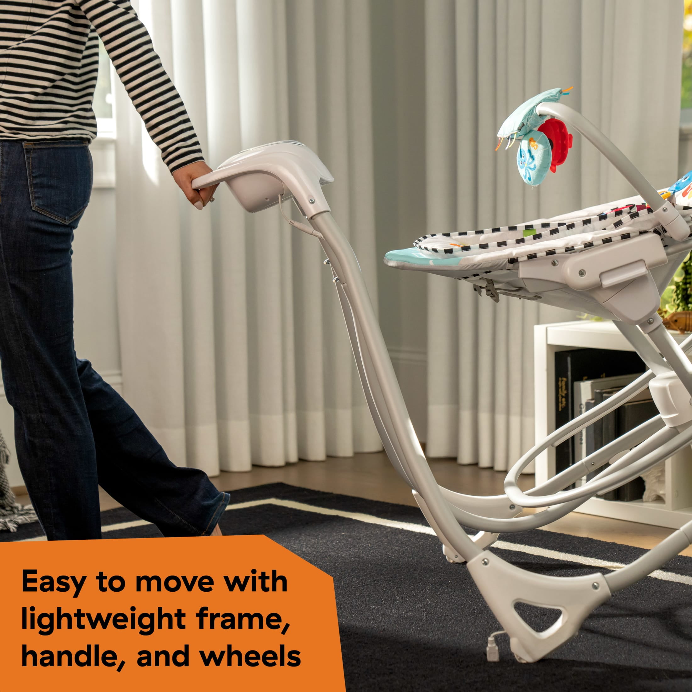 Baby Einstein Ocean Explorers Kick to It 4-in-1 Musical Swing & Rocker, with Removable Piano, 0+ Months