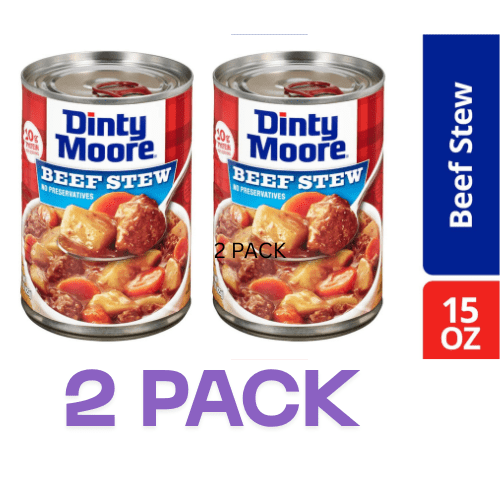 2-Pack DINTY MOORE Beef Stew with Potatoes & Carrots, Shelf-Stable, 10 grams Protein Per Serving, 15 oz Steel Can