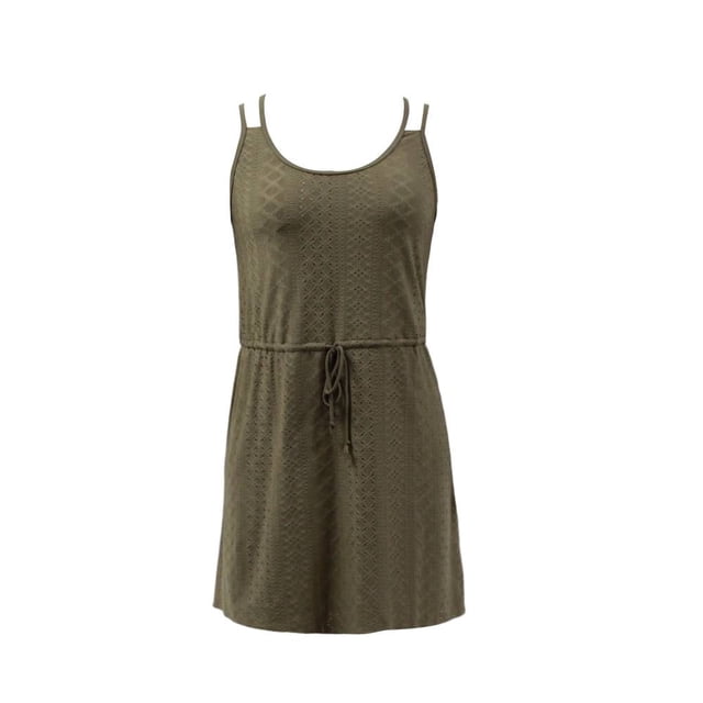 Ropa Playa Ocean Pacific para Mujer Vestido Eyelet Sin Manga Tirante Cruzado Verde Talla G