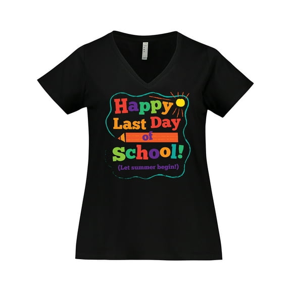 Inktastic Happy Last Day Of School Women's Plus Size V-Neck T-Shirt