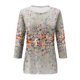 thumbnail image 4 of Camisas de manga 3/4 para mujer Camisetas gráficas con estampado lindo Blusas Casual Tallas grandes Tops básicos Jersey Gris / L, 4 of 5