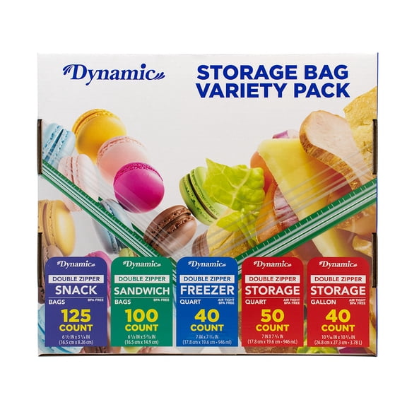 Dynamic Household All Purpose Double Zipper Food Storage Bags, 355 Count
