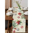 thumbnail image 4 of Christmas Balls Burlap-Cotton Table Runner 48 Inches Long,Red Green Xmas Botanical Poinsettia Rustic Farmhouse Table Runners,Outdoor Dining Tablecloths Decor for Baby Shower Party Wedding 13x48, 4 of 9