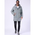 thumbnail image 2 of DARING DIVA Men's Mid-Length Outerwear Zipper Quilted Hooded Padded Coat M Gray, 2 of 7