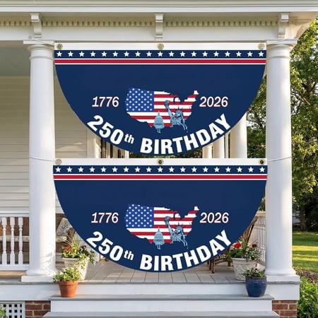 2 Pcs 6x3ft Large 250th Anniversary Bunting Flag 1776-2026 Commemorative Patriotic Flag for Outdoor 250th 4th of July Patriotic Independence Day Yard Home Decor