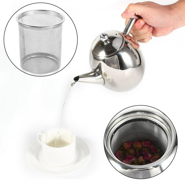 TOPINCN Théière Durable en Acier Inoxydable Cafetière Bouilloire avec Filtre Grande Capacité, Théière, Récipient