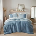 thumbnail image 2 of Regency Heights Full/Queen Soft Washed Color Block Comforter Set 3-Piece Bedding Set Blue, 2 of 8