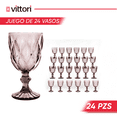 thumbnail image 2 of Copas de Vino Agua Vidrio Cristal Labradas Vintage 245 ml Vittori Juego 24 piezas color Purpura, 2 of 5