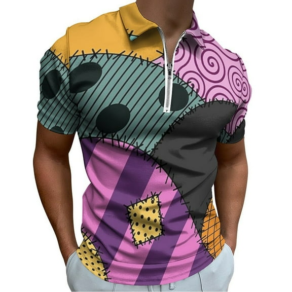 Sally Ragdoll Men Zipper T-shirt Summer Casual Short Sleeve T-shirt Top