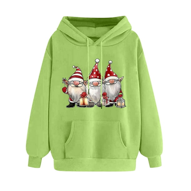 WILLBEST Sudadera de Mujer con Capucha Estampada Navideña para Otoño/Invierno, Talla Grande, Gruesa, Informal y Holgada Chica