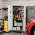 thumbnail image 4 of General 71" H Garage Storage Cabinet with Wheels, Lockable Metal Storage Cabinet with Doors,5 Adjustable Shelves and Pegboard for Garage Home Utility Room,Required Assembly,Grey&White, 4 of 18