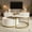 Golden+White, variant on Modern Round Nesting Coffee Table Fluted with Drawer in White & Gold in 31.5'', Metal Frame Circle Cocktail Table, High Glossy Faux White Marble