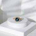 thumbnail image 3 of Vintage Inspired Ring - London Blue Topaz Ring with Diamond Halo - 8 mm, 10K Yellow Gold, US 5.00, 3 of 8