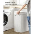 thumbnail image 6 of 100L Laundry Hamper with Lid Bamboo Laundry Basket with Liner Bag Foldable Storage Hamper with Handles White, 6 of 9