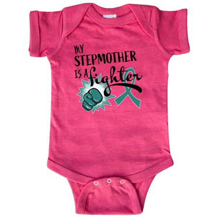 

Inktastic Ovarian Cancer Awareness My Stepmother is a Fighter Gift Baby Boy or Baby Girl Bodysuit