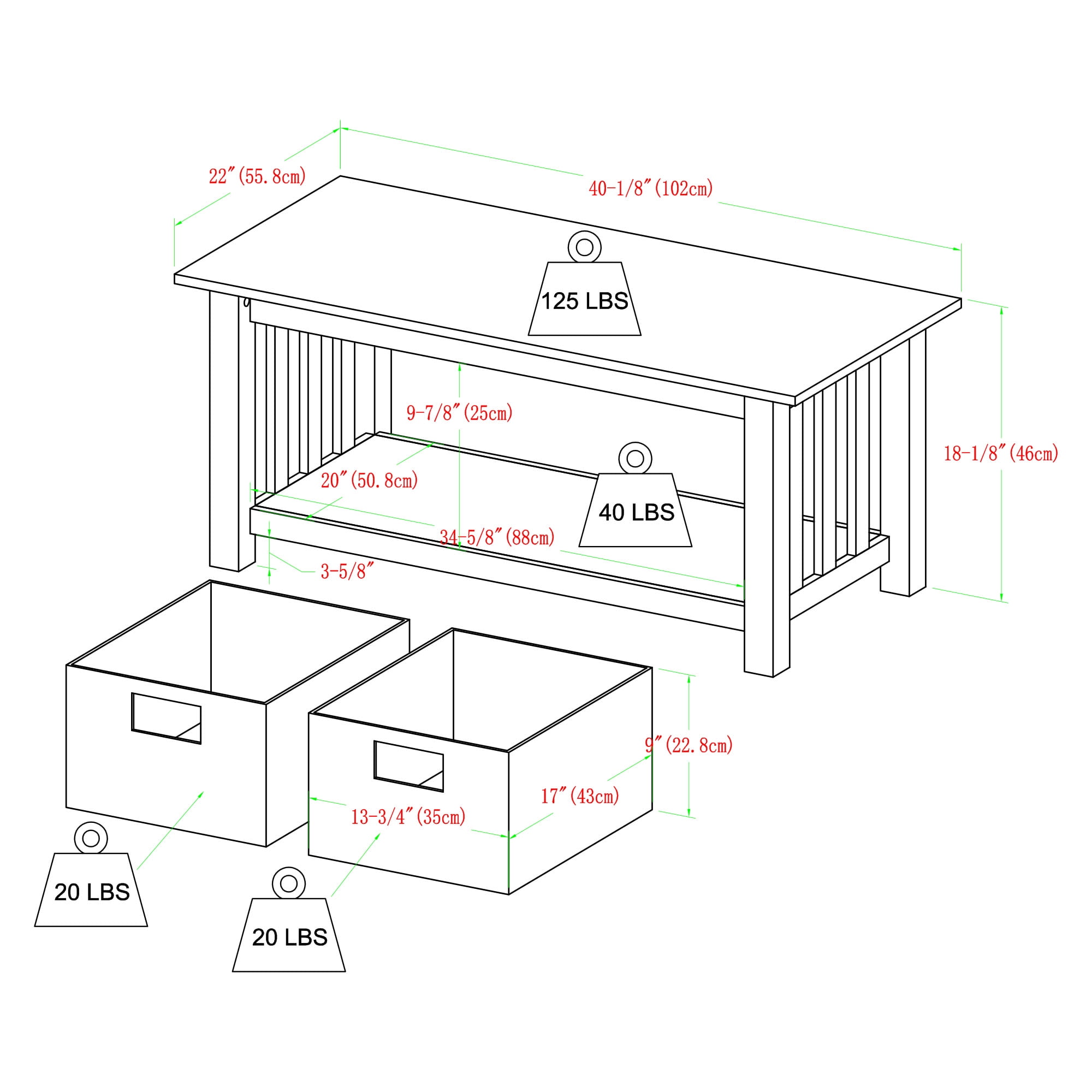 Woven Paths Traditional Storage Coffee Table with Bins, White Oak -  Walmart.com