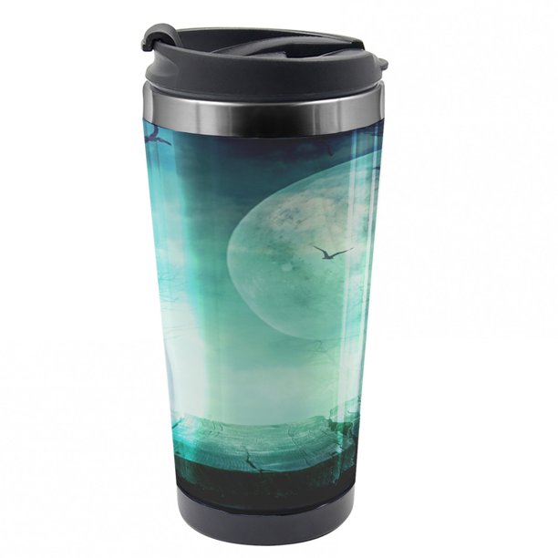 Halloween Travel Mug, Spooky Forest Halloween, Steel Thermal Cup, 16 oz