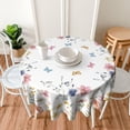 thumbnail image 4 of Spring Floral Round Tablecloth 70 Inch Wild Flower Butterfly Table Cloth Summer Seasonal Holiday Table Covers Polyester Indoor Outdoor Farmhouse Tablecloths for Kitchen Dining Party Picnic, 4 of 6