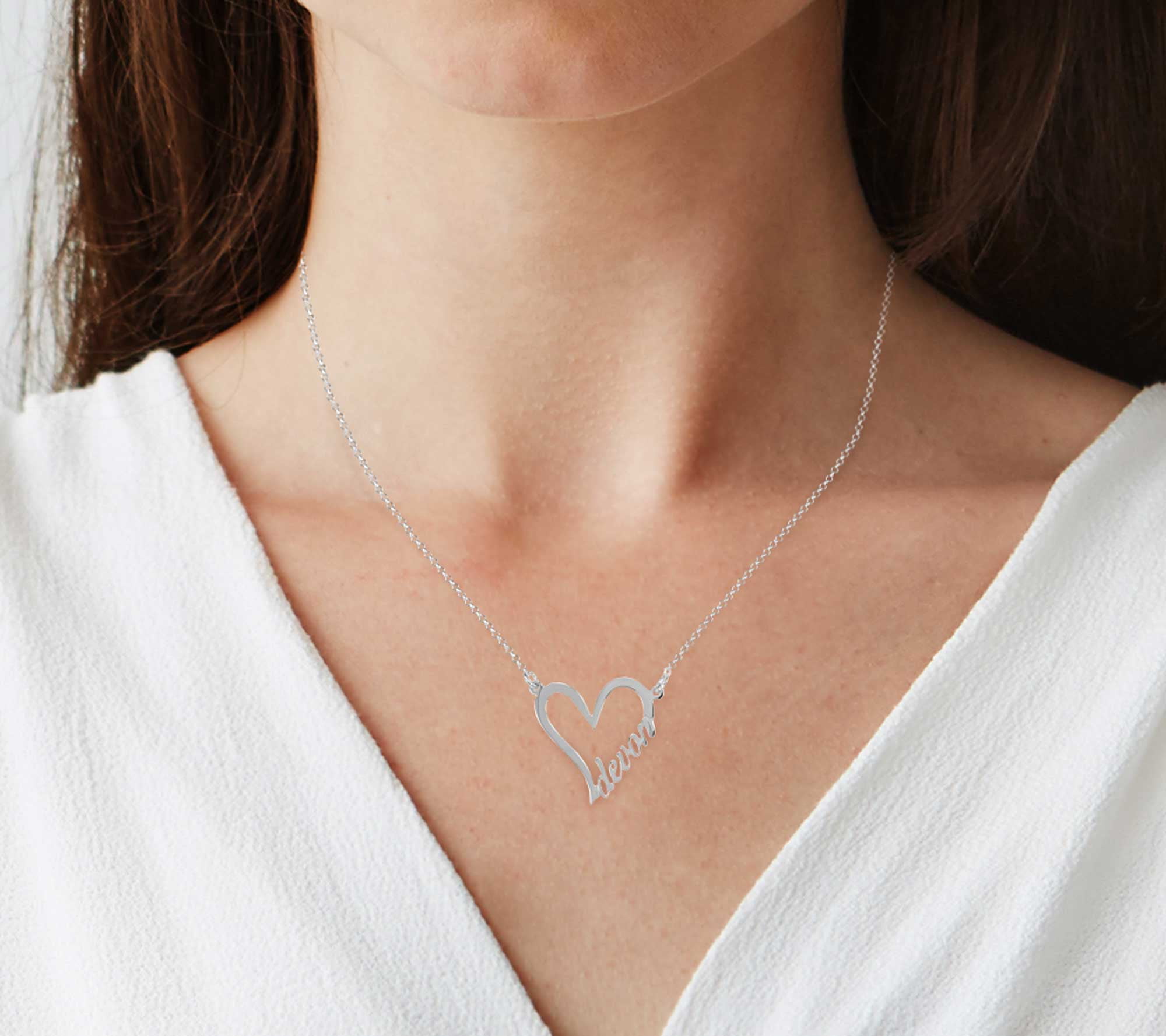 ♥ Personalized Sterling Silver Heart Name Necklace-Order by December 1 to receive in time for Christmas