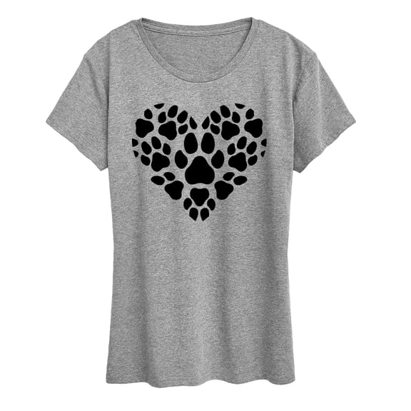 Instant Message - Pawprint Heart Short Sleeve Graphic T-Shirt