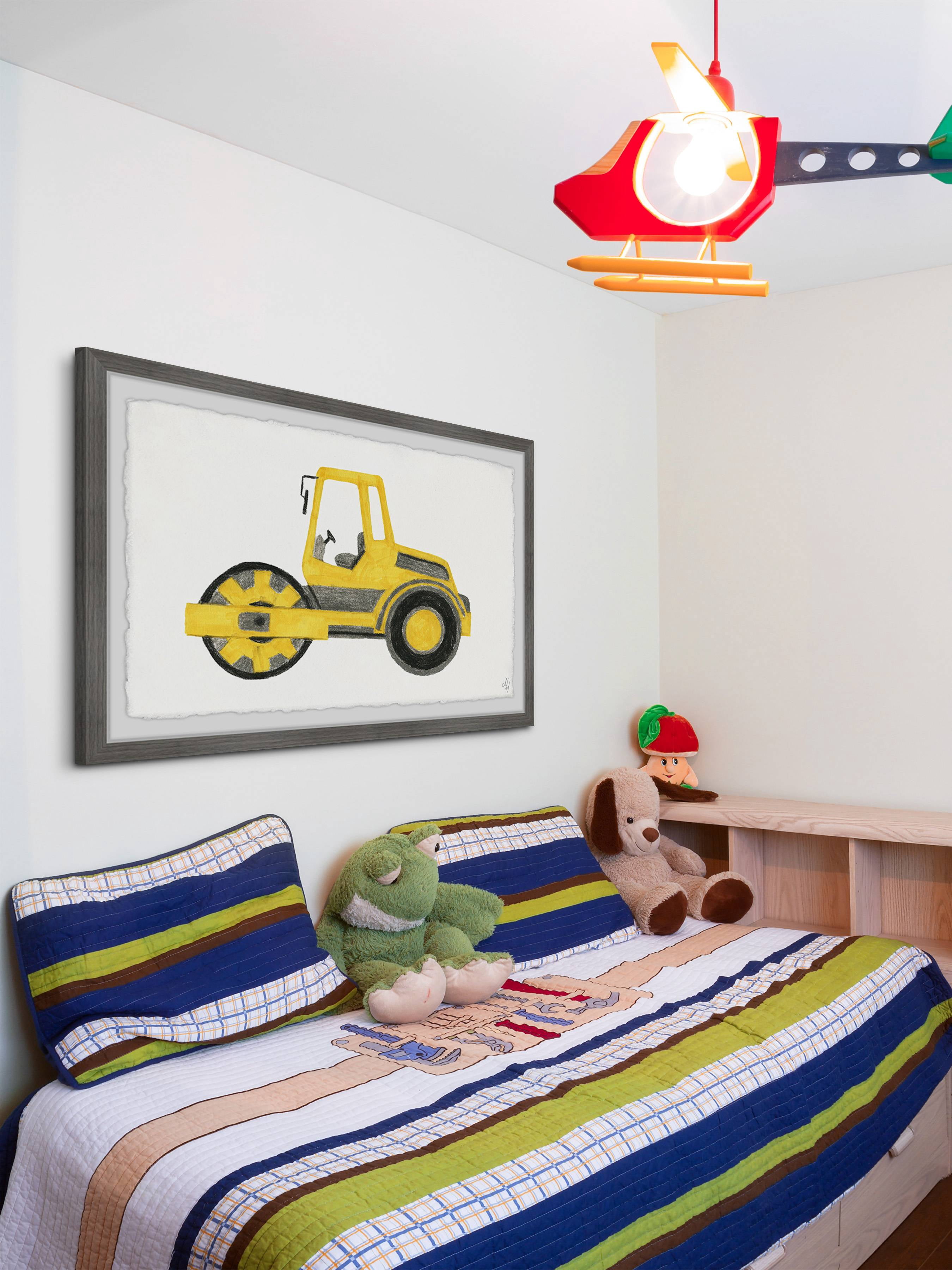 Marmont Hill Road Roller Truck Framed Wall Art, 12.00" x 1.50"