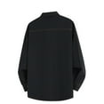 thumbnail image 4 of Wyobmus Men's Button Down Shirt with Pocket Casual Long Sleeve Flat Front Blouse Lightweight Y2K Clothes Turndown Collar T-shirt Spring Fall Fashion Tops B-Black, 4 of 4
