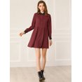 thumbnail image 2 of Vestido A Cuadros Vintage Casual Holgado Con Cuello En Contraste De Media Tapeta Para Mujer Vino S, 2 of 6