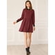 thumbnail image 2 of Vestido A Cuadros Vintage Casual Holgado Con Cuello En Contraste De Media Tapeta Para Mujer Vino S, 2 of 6