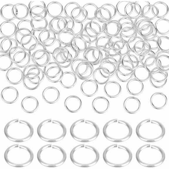 100pcs 925 Sterling Silver Plated Jump Rings 8mm Open Jump Rings Brass Jewelry Connector Ring 18 Gauge Unsoldered O Ring for Earrings Bracelets Necklaces Chain Choker DIY Craft Making