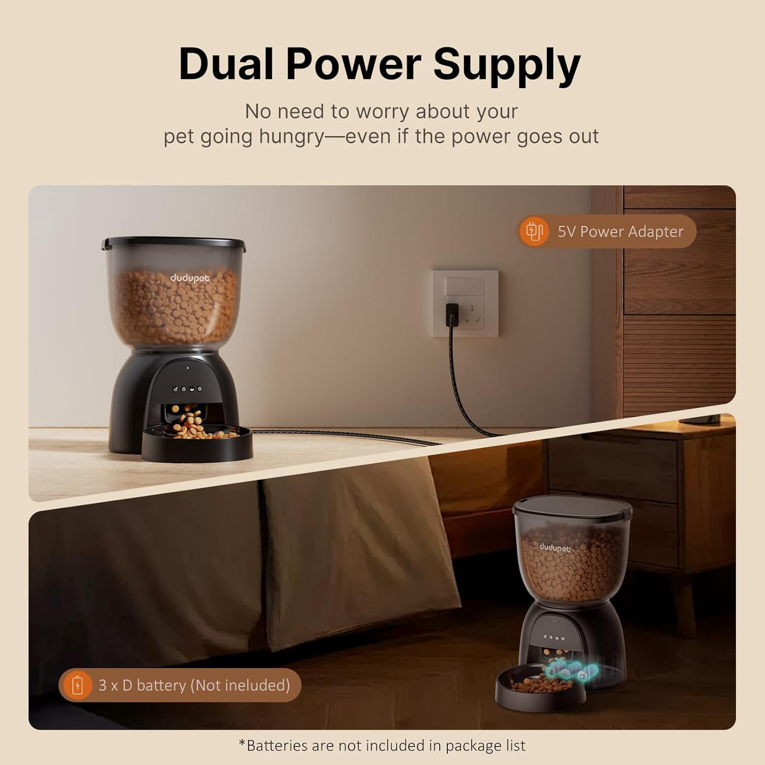 Automatic Cat Feeder WiFi, 5G App Control Timed Dispenser with Remote Feeding, 5L Auto Pet Feeder for Dry Food