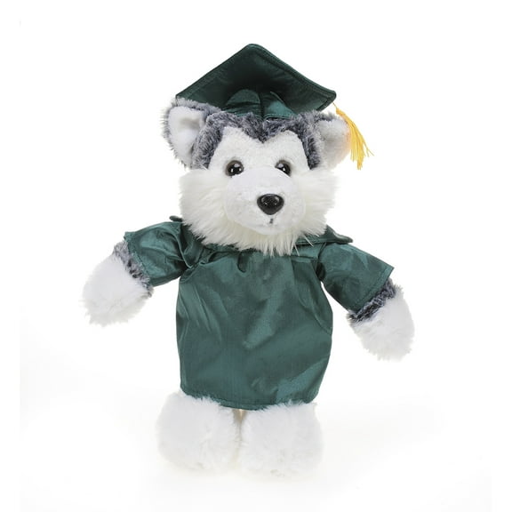 Made by Aliens Husky Plush Stuffed Animal Toys Present Gifts for Graduation Day, Personalized Text, Name or Your School Logo on Gown, Best for Any Grad School Kids 12 Inches