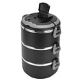 thumbnail image 3 of Stackable Lunch Box, Portable Handle Thermal Lunch Box Three Layers  For Picnic For Camping For School Black,Red, 3 of 8