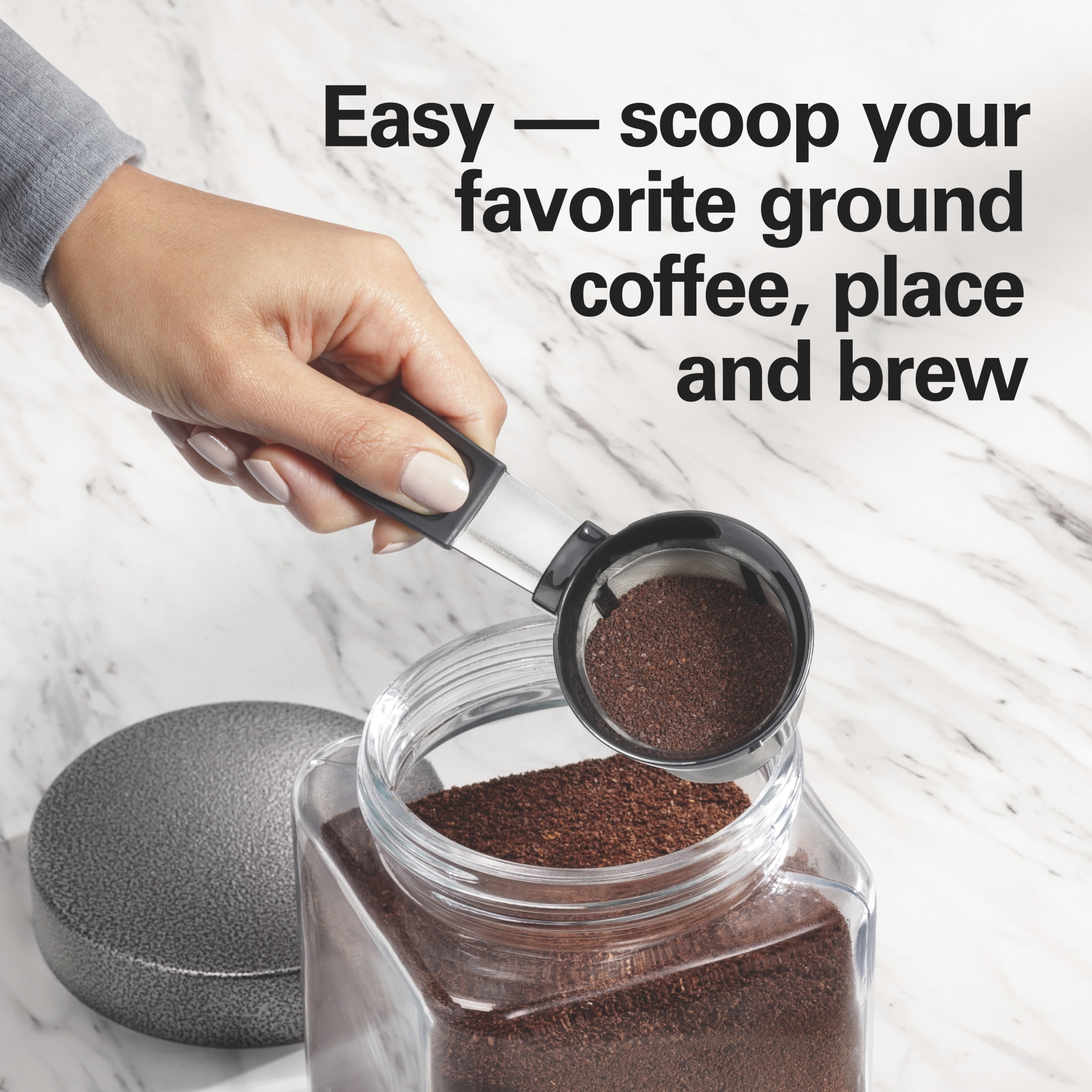 Hamilton Beach The Scoop Single Serve Coffee Maker, Removable Reservoir, Stainless Steel