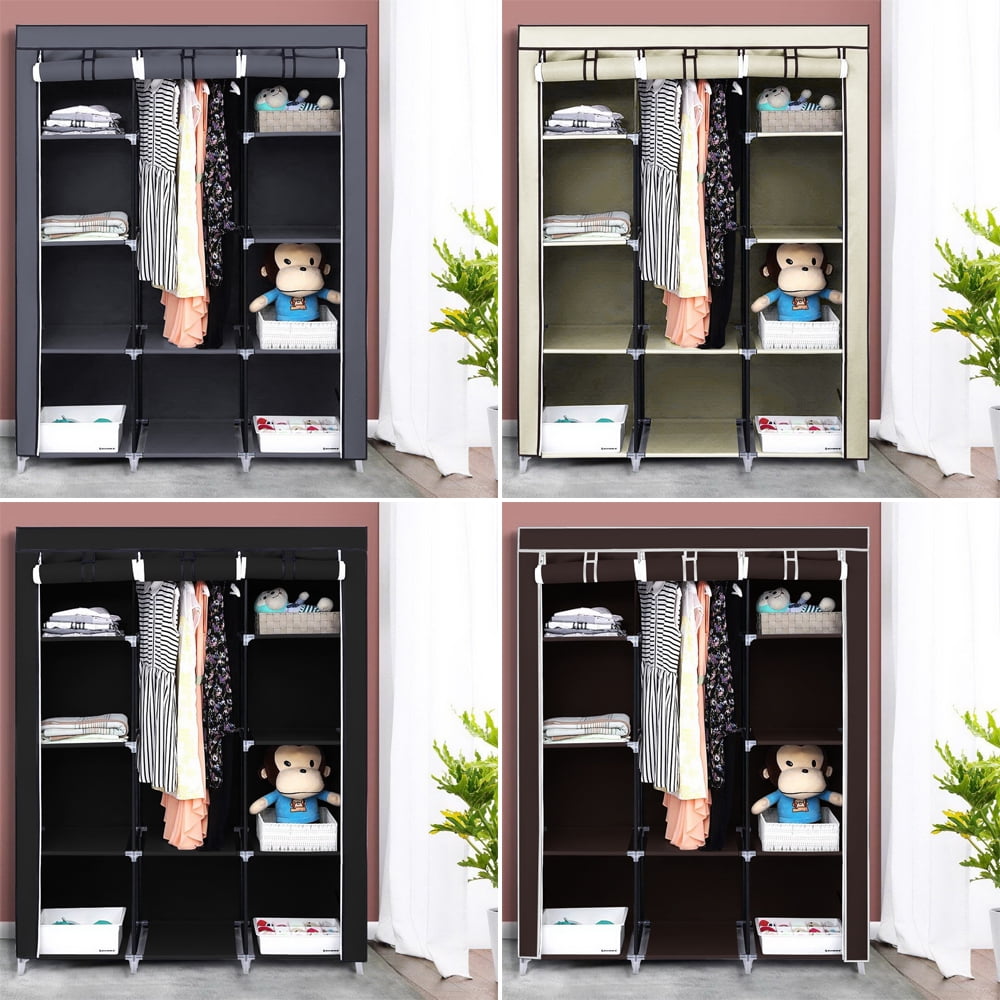 Kepooman 67" Portable Clothes Closet, Non-woven Fabric Wardrobe with 10 Shelves, Dark Brown Kepooman 67" Portable Clothes Closet, Non-woven Fabric Wardrobe with 10 Shelves, Dark Brown