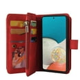 thumbnail image 6 of Dteck Case for Samsung Galaxy A53 5G,Heavy Duty Leather 15 Card Slots Wallet Zipper Pocket Case Shockproof Silicone Kickstand Cover with Wrist Strap,Red, 6 of 9