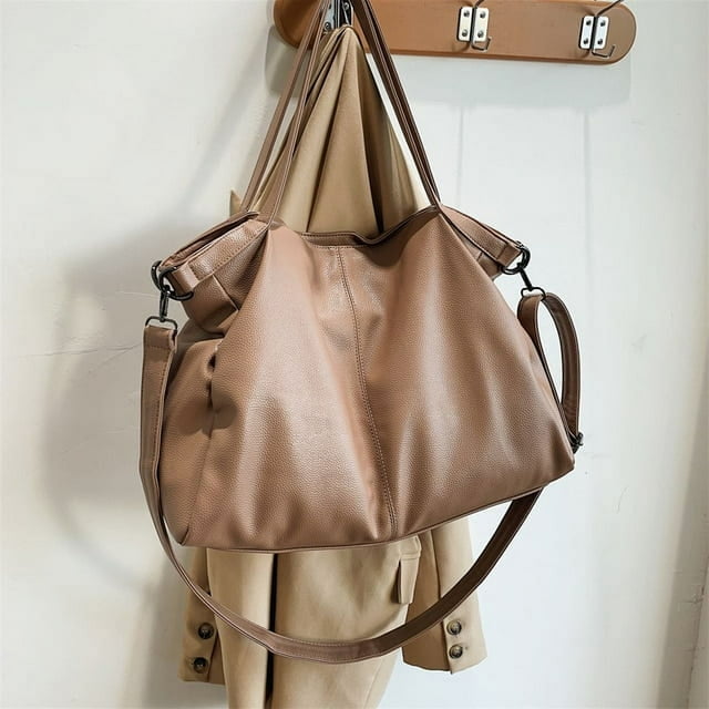 CoCopeaunt Big Black Tote Bags for Women Large Hobo Shopper Bag Roomy Handbag Soft Leather Crossbody Bag Ladies Travel Shoulder Bag,khaki