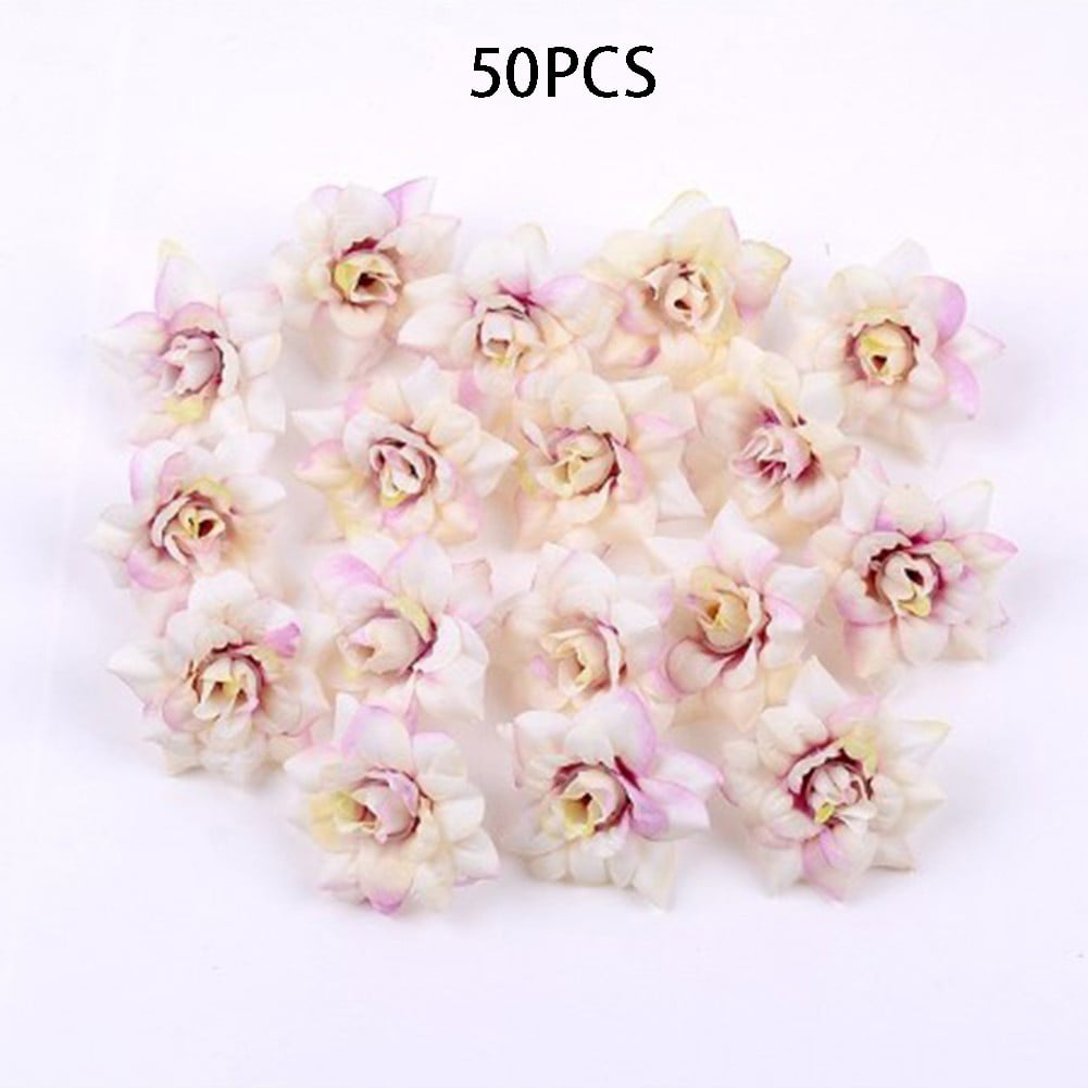 50X 3"Green Artificial Orchid Silk Flower Head Bulk Fake Floral DIY Wedding Deco 