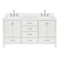 thumbnail image 2 of ARIEL Cambridge 66 Inch Double Rectangle Sink Bathroom Vanity With Carrara White Quartz Countertop 1.5 Edge In White, 2 of 7