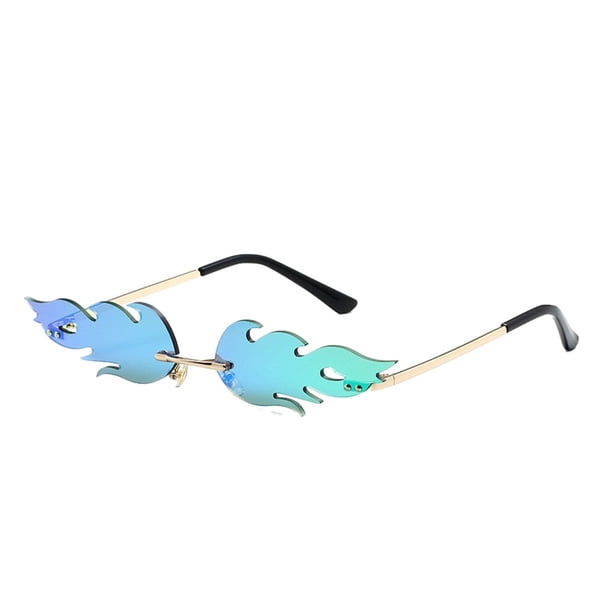 Sonducket Gafas de sol transpirables para estilos de vida activos Gafas cómodas para cualquier aventura Sin marco Flame Fire Impermeable Green Type3 NO3