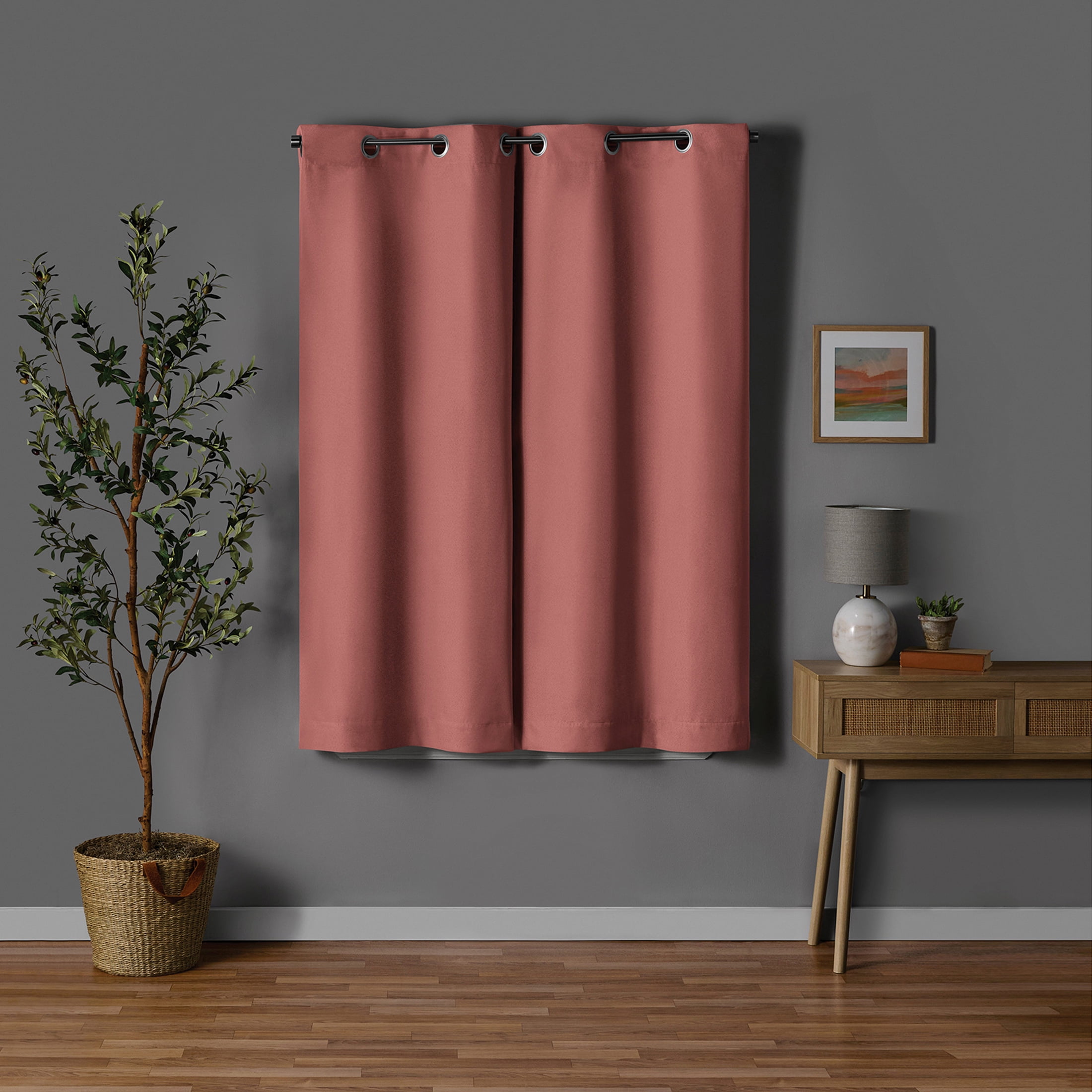Mainstays Pink Blush Solid Blackout Grommet Curtain Panel Pair, Set of 2, 30" W x 63" L