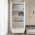 thumbnail image 2 of Ktaxon Wood Closet Wardrobe with 2 Drawers, Four Doors Armoire Wardrobe Cabinet, Versatile Clothes Storage with Optional Shelves&Hanging Rail, White, 2 of 13