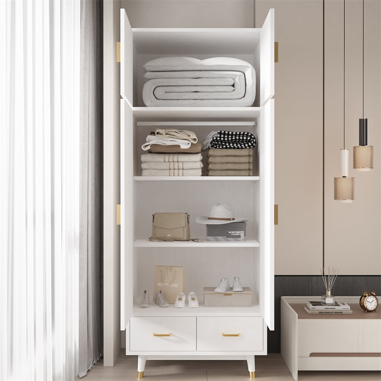 Ktaxon Large Wooden Closet, 2 Drawers & 4 Doors, Versatile
