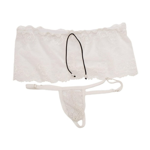 2x Men's Thongs See-Through Micro Panties White 