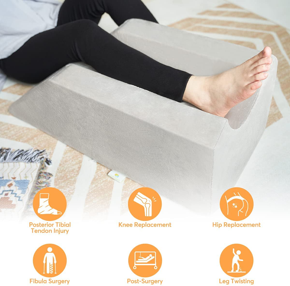 OasisSpace 8 Leg Rest Pillow Post Surgery Elevated Cushion 1.5 Memory  Foam Recovery Wedge for Back, Hip and Knee Pain Relief, Foot and Ankle  Injury - White 